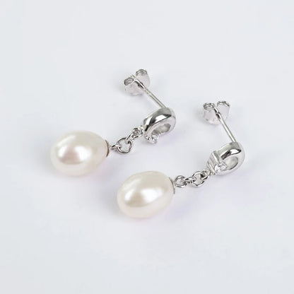 Wholesale designer fashion women western popular zircon minimalist 925 sterling silver freshwater pearl dangle drop earrings