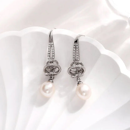 Dainty statement 925 sterling silver freshwater pearl fine jewelry drop earrings long