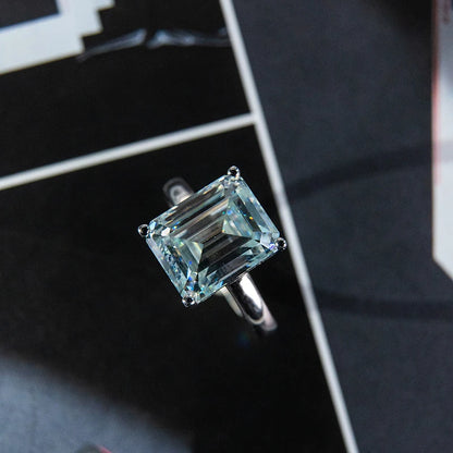 Jeweller Buy 5CT Oblong Emerald Cut Moissanite Diamond 925 Sterling Silver Engagement Wedding Ring