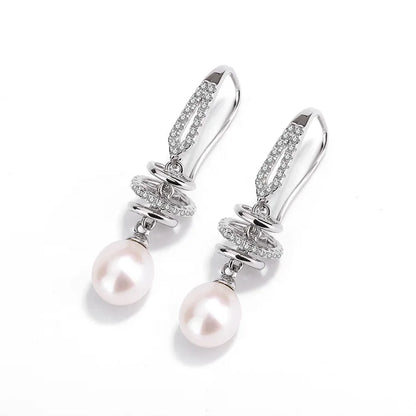 Dainty statement 925 sterling silver freshwater pearl fine jewelry drop earrings long