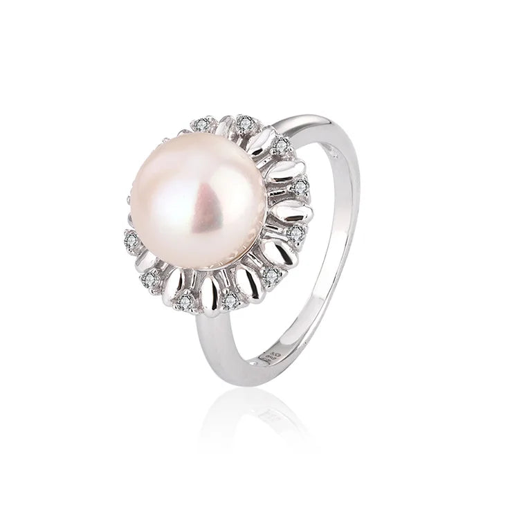 Wholesale bulk unique mixed dainty 925 silver beautiful freshwater pearl ring in bulk