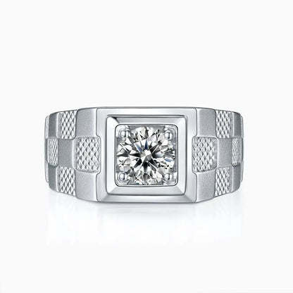 S925 Silver 1 Carat Moissanite Men's Engagement Ring - Perfect for Daily Wear, Parties, Anniversaries, Birthdays, Weddings