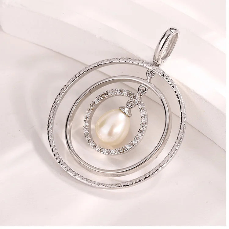 Customizable fine jewelry custom design freshwater pearl 925 sterling silver circle pendant