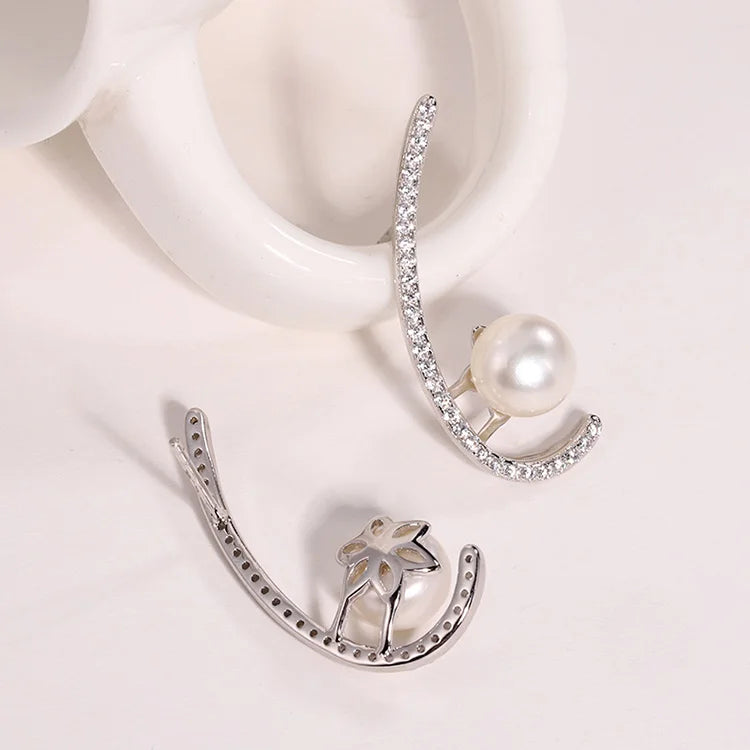 Wholesale bulk oem fine fashion jewelry 925 sterling silver natural pearl diamond luxury women earrings