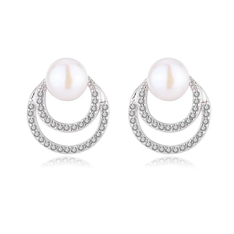 Wholesale fashion silver pearl ring earrings and necklace pendant jewelry set