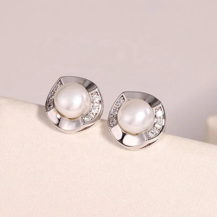 Wholesale fashion fine jewelry s925 925 sterling silver women natural pearl earrings