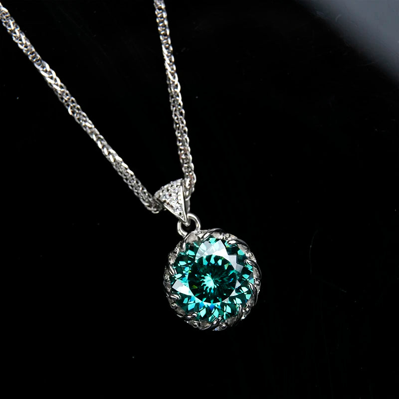 Jeweller Buy Luxury 925 Sterling Silver Pendant Necklace Green Cut Moissanite Diamond Trendy Link Chain