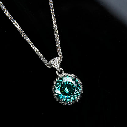 Jeweller Buy Luxury 925 Sterling Silver Pendant Necklace Green Cut Moissanite Diamond Trendy Link Chain