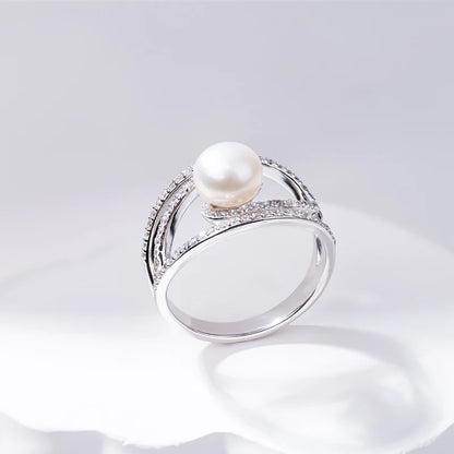 S925 pure silver pearl ring, female niche design, light luxury, high-end feeling, cool style, Instagram trendy fashion