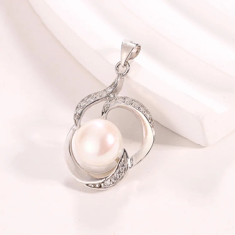 Wholesale ring interwoven 925 sterling silver freshwater pearl charm ladies pendant