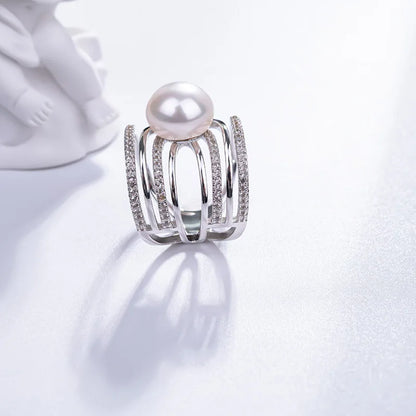 S925 pure silver pearl ring, female niche design, light luxury, high-end feeling, cool style, Instagram trendy fashion