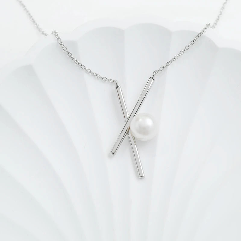 925 silver women statement link chain chocker necklace with freshwater pearl pendant