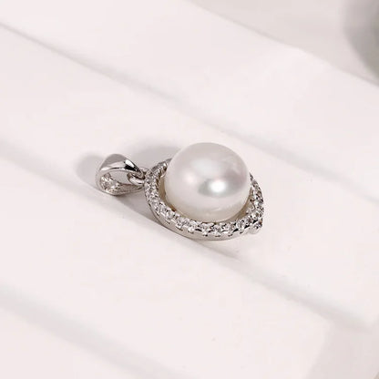 Wholesale custom women jewelry 925 sterling silver freshwater pearl circle round necklace pendant