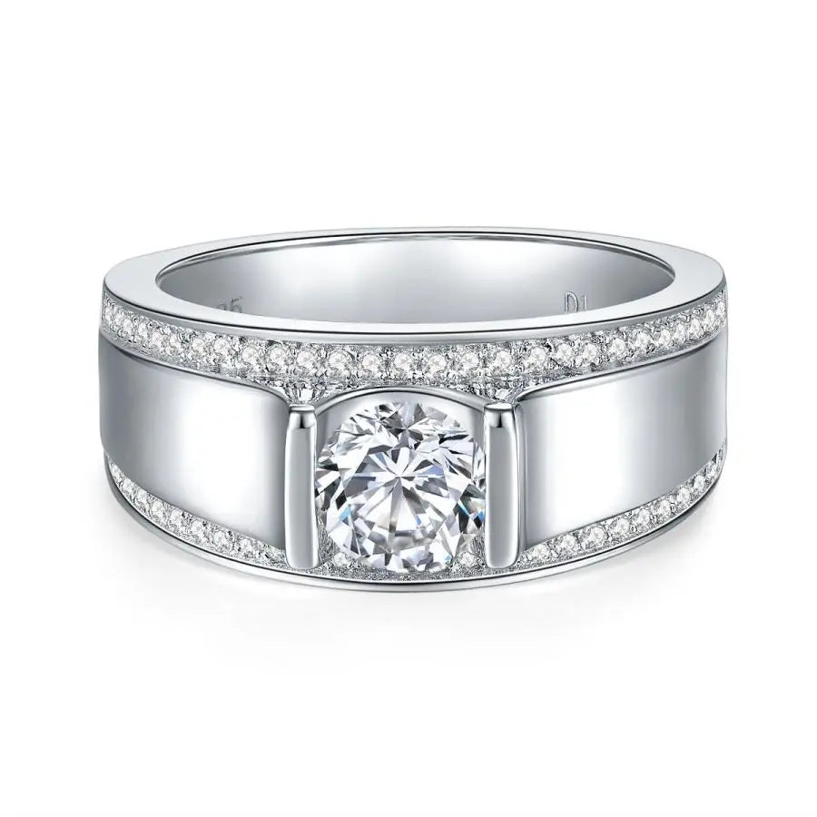 Charming Moissanite Men's Ring, 1/2 Carat, 925 Silver, Ideal for Daily Wear & Special Occasions