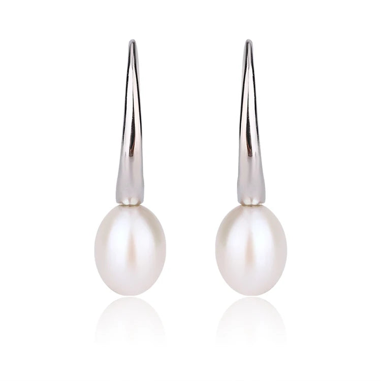 7.5 mm 7mm pearl fashion delicate 925 sterling silver freshwater cultured pearl fish hook earrings