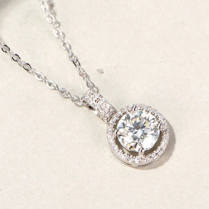 Jeweller Buy Luxury 1CT 2CT Round Brilliant Cut Moissanite Pendant Silver 925 Sterling Link Chain Necklace