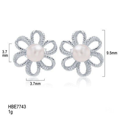 High Finish Lady 925 silver pearl flower earrings Personalized Fine Jewelry  Suitable Accessory For Young Women