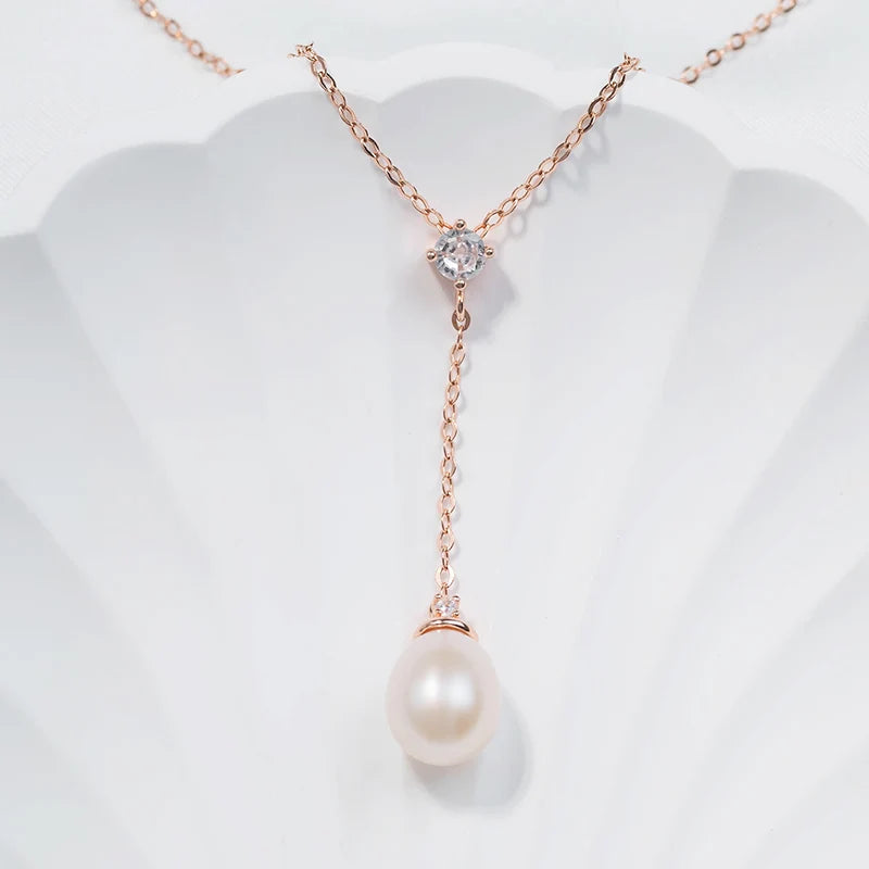 925 sterling silver women teardrop pearl charm drop pendant necklace with pearl pendant