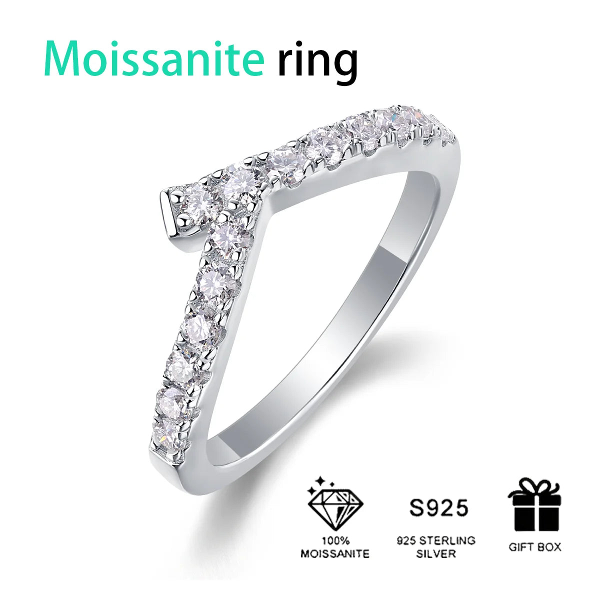 925 Sterling Silver Moissanite Engagement Ring Twisted Band  Moissanite Ring 925 Jewelry