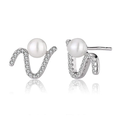 2024 trend fine fashion women jewelry oem s925 sterling silver natural pearl irregular simple earrings