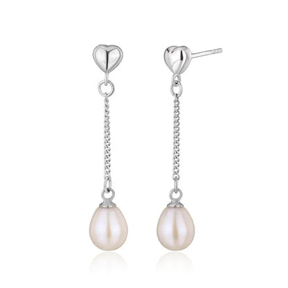 925 sterling silver long dangle drop design natural pearl earrings for women