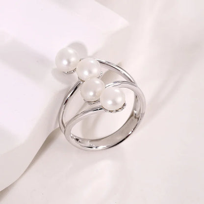 Custom original unique freshwater pearl engagement silver ring in sterling silver