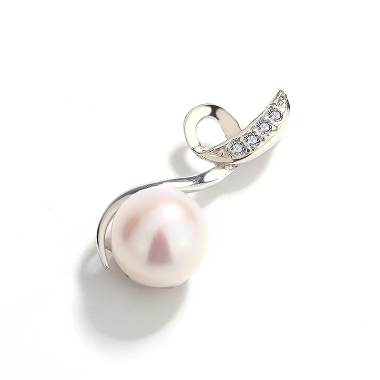 Exquisite simple fashionable 925 sterling silver twisted line shaped freshwater pearl pendant