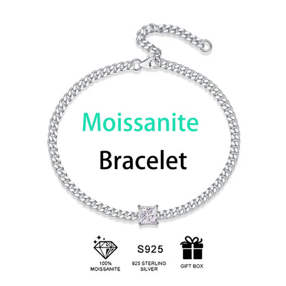 New Arrival Minimalist 925 Sterling Silver Bead Link Chain White Gol Moissanite Trendy Necklace For Gift L230813115