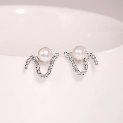 2024 trend fine fashion women jewelry oem s925 sterling silver natural pearl irregular simple earrings