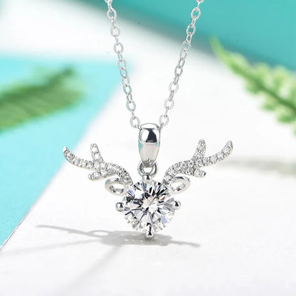 Jeweller Buy Custom 1CT D Moissanite Deer Pendant on S925 Sterling Silver Link Chain Trendy Necklace