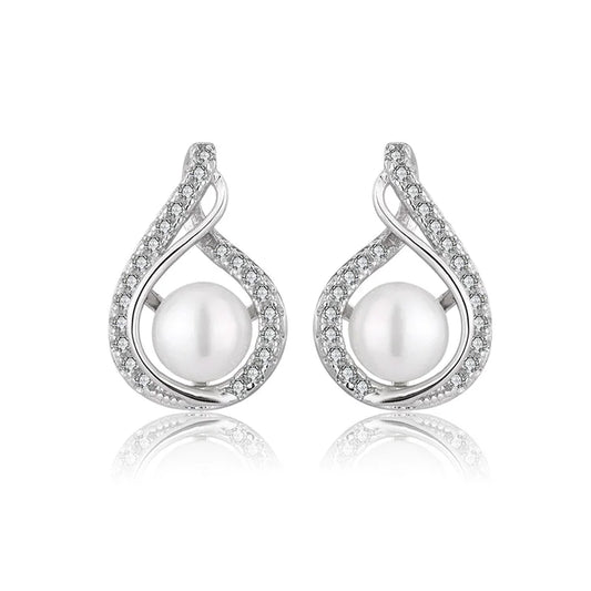 Wholesale bulk custom logo luxury fashion jewelry s925 sterling silver real pearl statement diamond women studs earrings