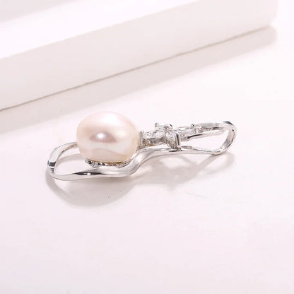 925 Sterling silver geometric gourd cultured white freshwater pearl charm pendant