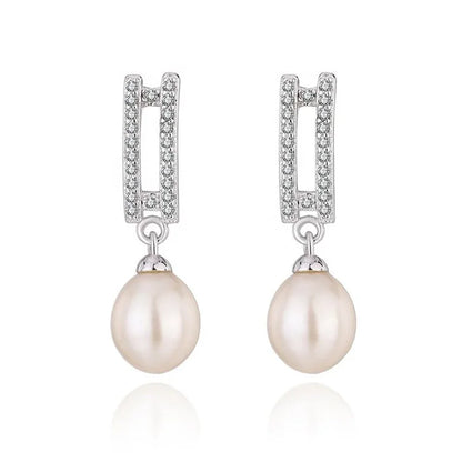 Wholesale bulk luxury 925 sterling silver fine women jewelry fashion pearl stud earrings with zircon diamond