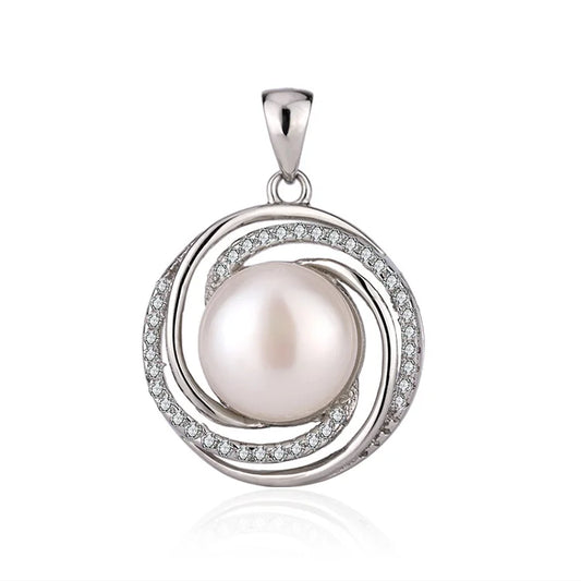 Custom fashion fine sterling silver 925 jewellery pearl round charm pendant necklace for women wholesale