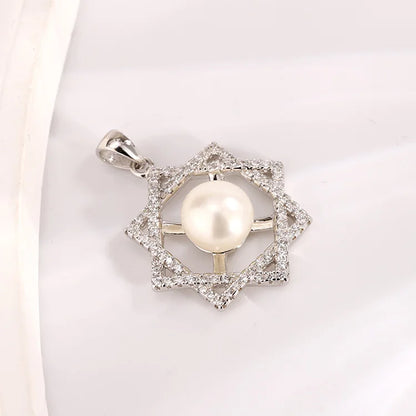 Custom name 925 sterling silver fashion jewelry diamond square zircon single pearl pendant for women wholesale