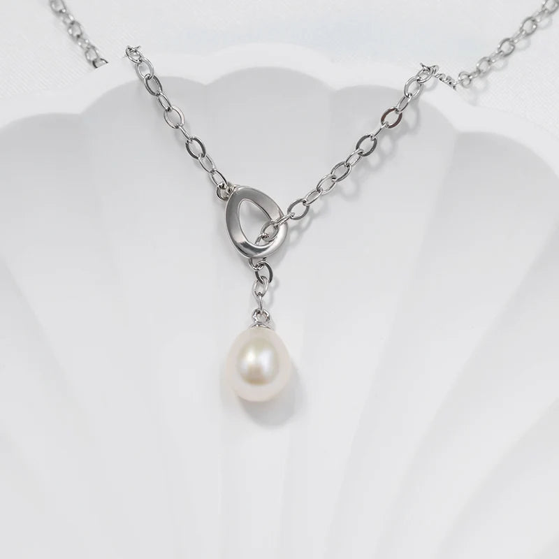 925 sterling silver women teardrop pearl charm drop pendant necklace with pearl pendant