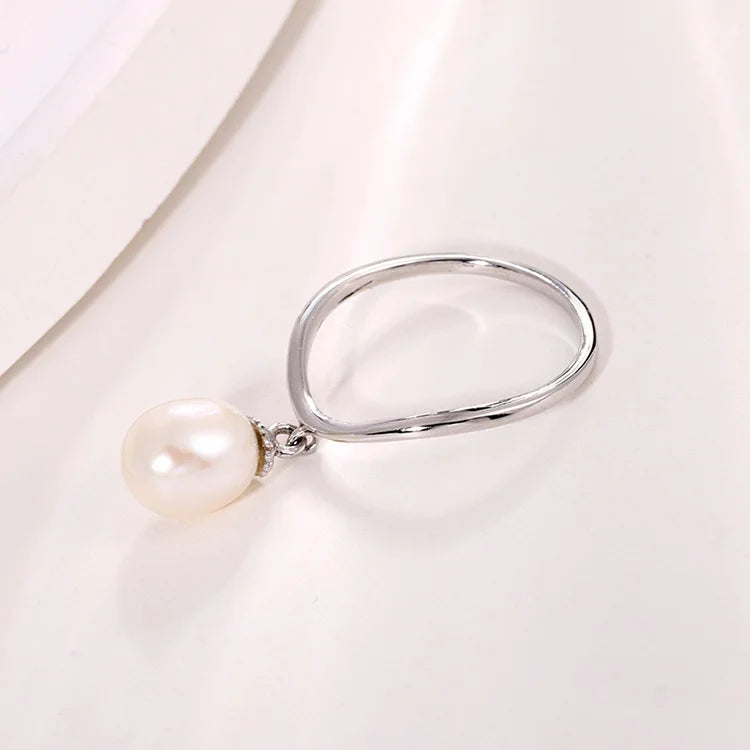 Wholesale bulk price elegant simple teardrop freshwater pearl ring with custom logo