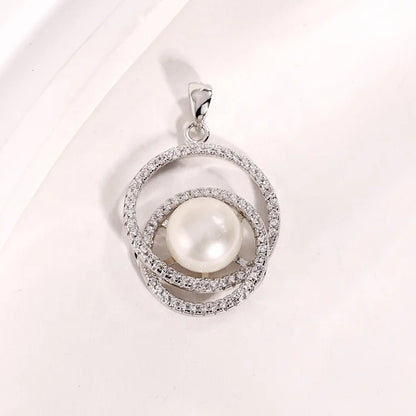 Custom jewelry diamond 925 sterling silver modern freshwater pearl pendant charm necklace