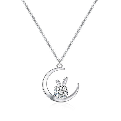 Jeweller Buy 1 Carat Cute Rabbit Moissanite Diamond Pendant on S925 925 Sterling Silver Link Chain Trendy Necklace