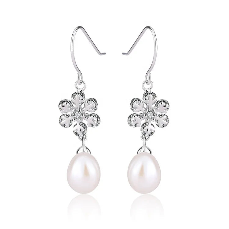 925 sterling silver statement vintage wedding diamond and pearl bridal wedding earrings