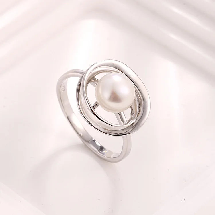 Custom wholesale exquisite jewelry fashionable personalized pearl 925 sterling silver ring