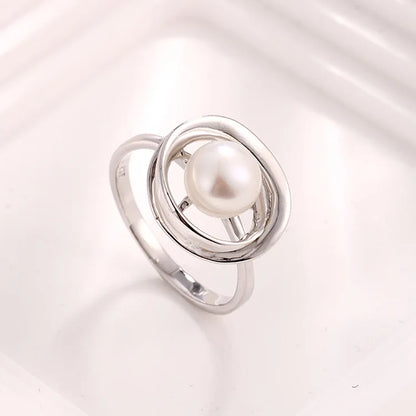 Custom wholesale exquisite jewelry fashionable personalized pearl 925 sterling silver ring