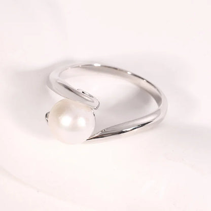 Minimalist 925 sterling silver casual fashion jewelry women freshwater pearl ring