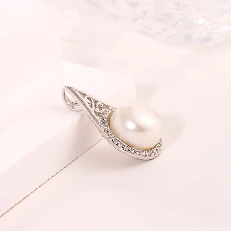 Wholesale ring interwoven 925 sterling silver freshwater pearl charm ladies pendant