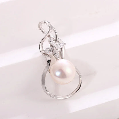 925 Sterling silver geometric gourd cultured white freshwater pearl charm pendant