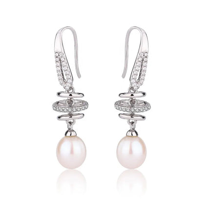 Dainty statement 925 sterling silver freshwater pearl fine jewelry drop earrings long