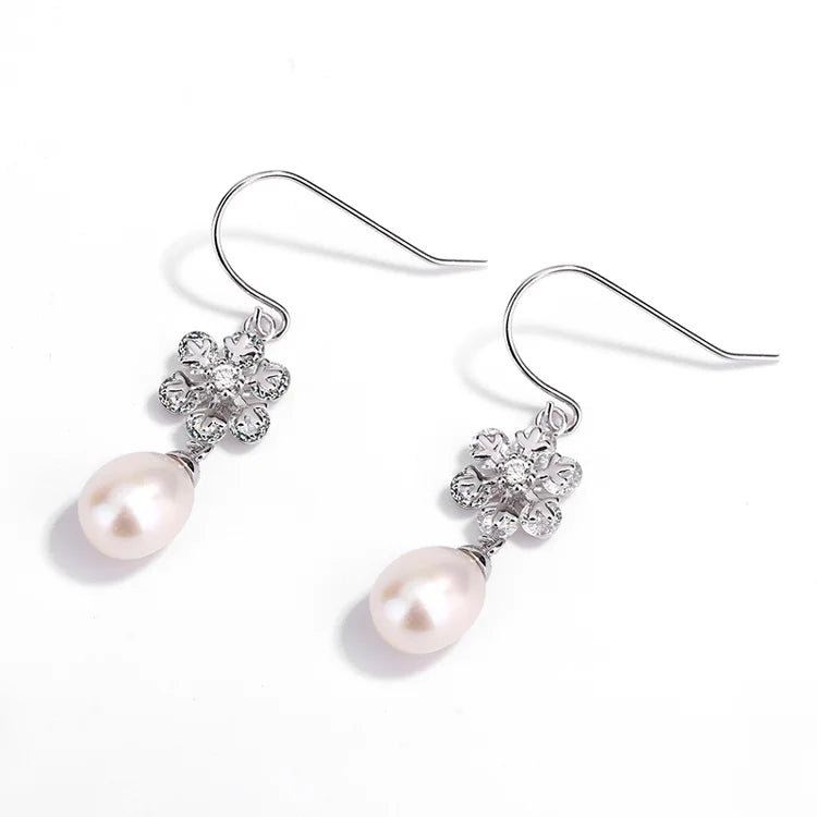 925 sterling silver statement vintage wedding diamond and pearl bridal wedding earrings