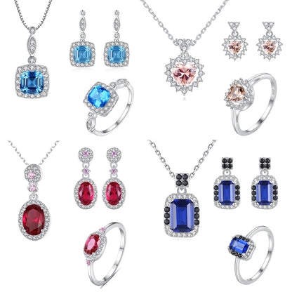 Jewelry Set 925 Sterling Silver Women Jewelry Zircon Stone Ring Necklace Earring Non Tarnish Rhodium Plated Jewelry Sets