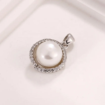 Wholesale custom women jewelry 925 sterling silver freshwater pearl circle round necklace pendant