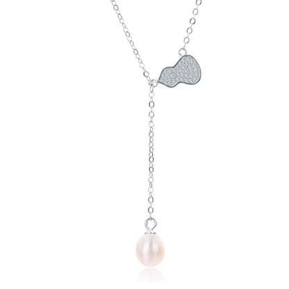 925 sterling silver women teardrop pearl charm drop pendant necklace with pearl pendant